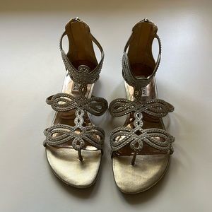 Badgley Mischka Rhinestone Sandals, Size 7